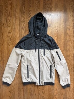 H&M Black and Light Gray Colorblock Windbreaker Jacket